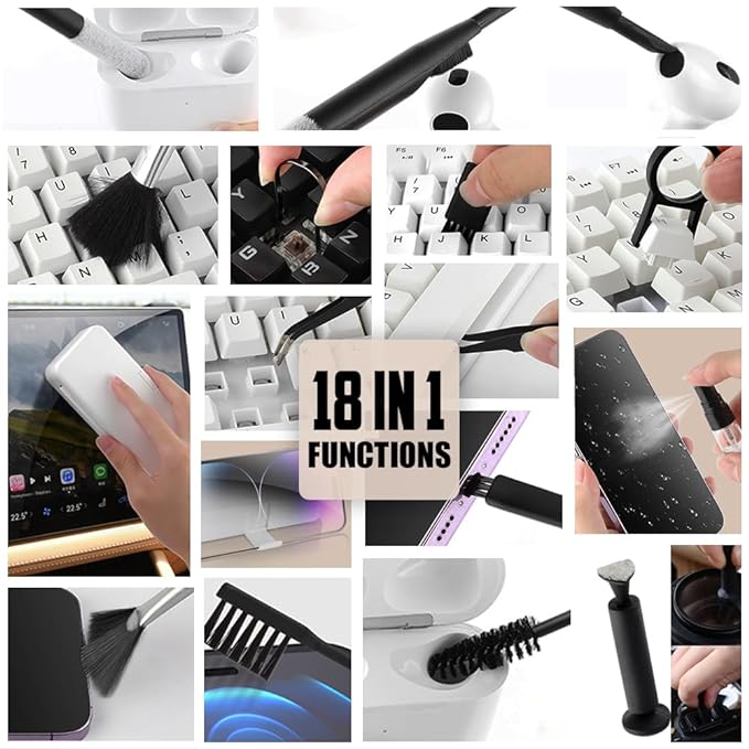 18-in-1 Cleaning Kit for Phones, Camera, Gaming Keyboards, Laptops and Earbuds