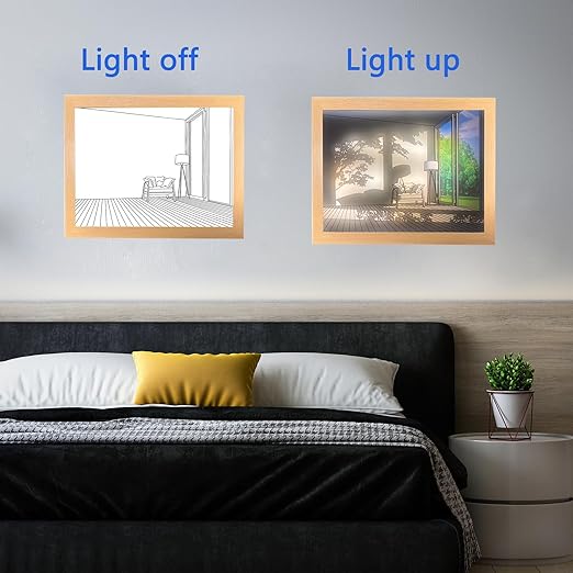 3D LED Painting Wooden Photo Frame  With USB For Bedroom (Random)