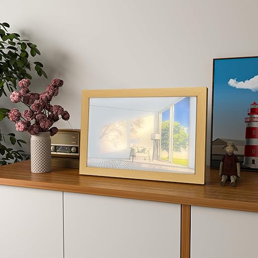 3D LED Painting Wooden Photo Frame  With USB For Bedroom (Random)