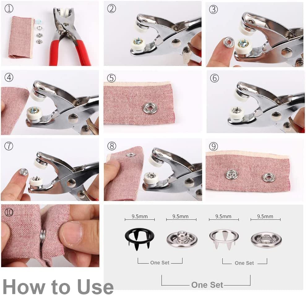 Stainless Steel Grommet Eyelet Setting Pliers Tool With 100 BUTTONS