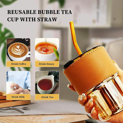coffee cup sipper glass with straw mug & straw